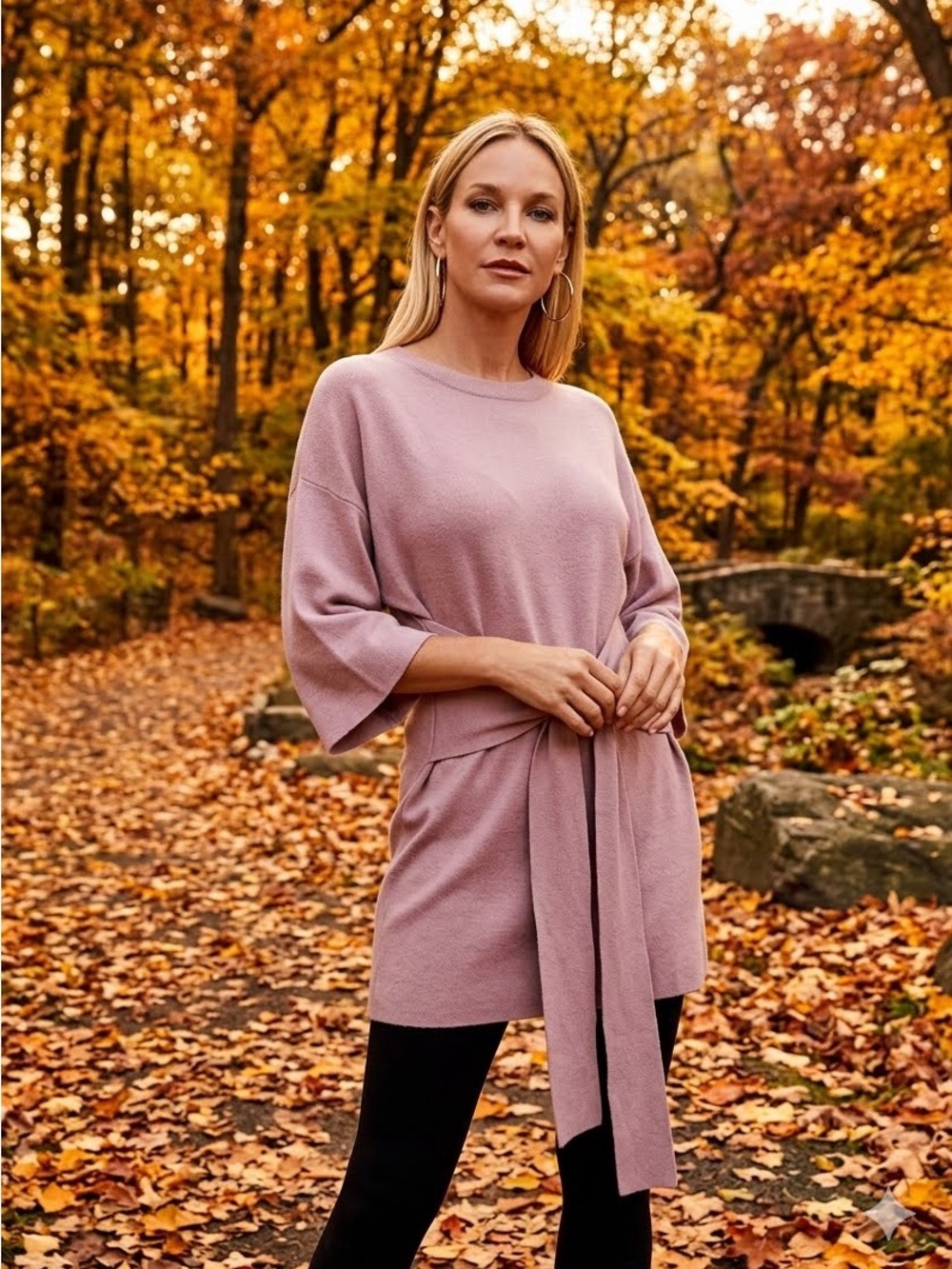 Ted Baker Olympy Tie Front Sweater Tunic Dress Pink Wool Cashmere Size M